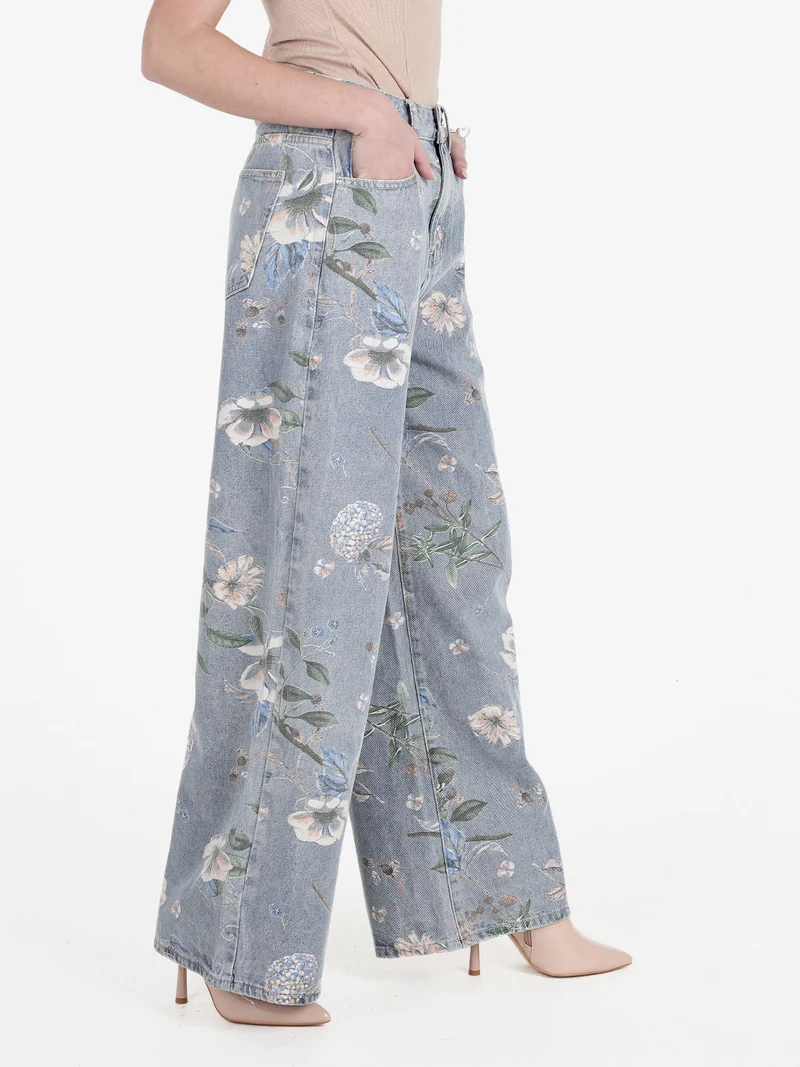 Jeans donna fiorati a gamba larga - jeans
