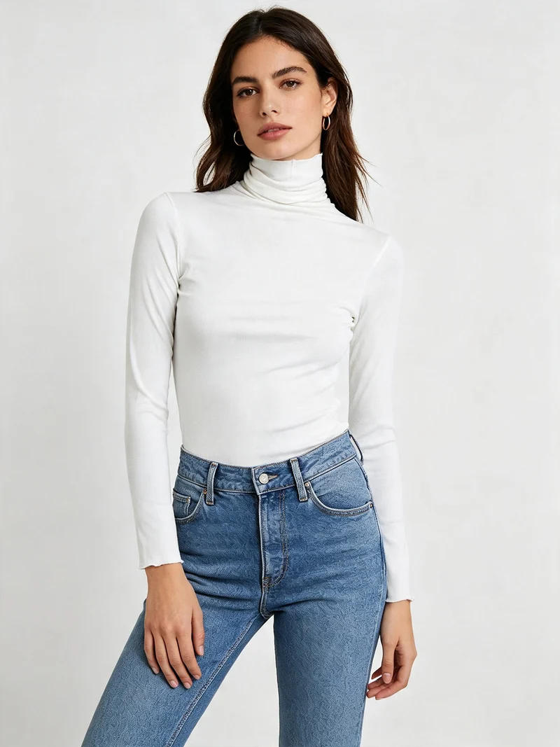 P0736M Dolcevita donna a costine in cashmere - naturale
