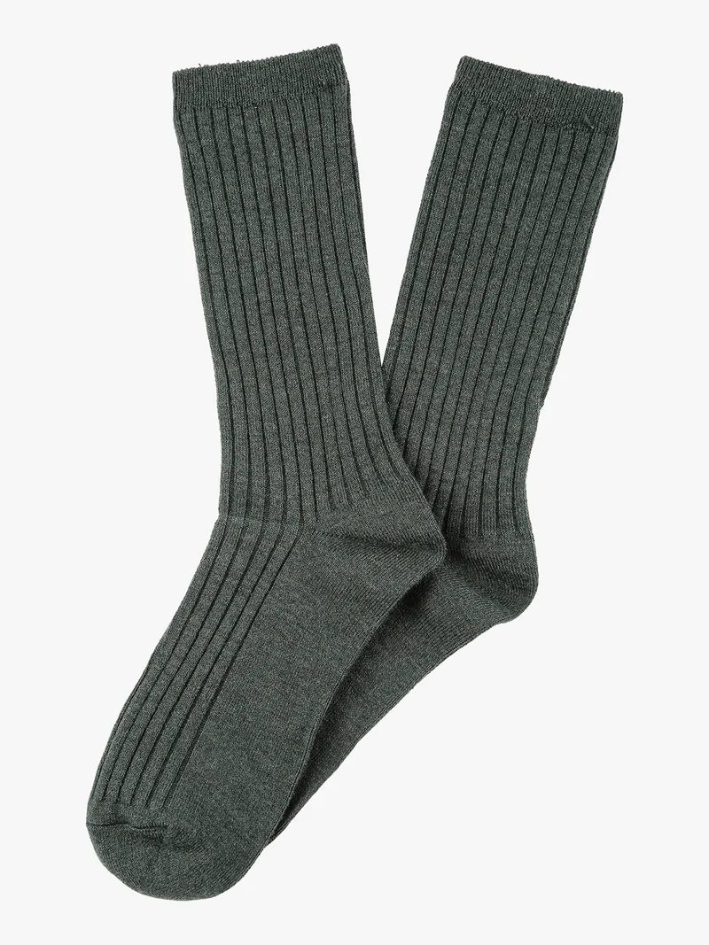 Calze lunghe donna a coste in misto cashmere - verde