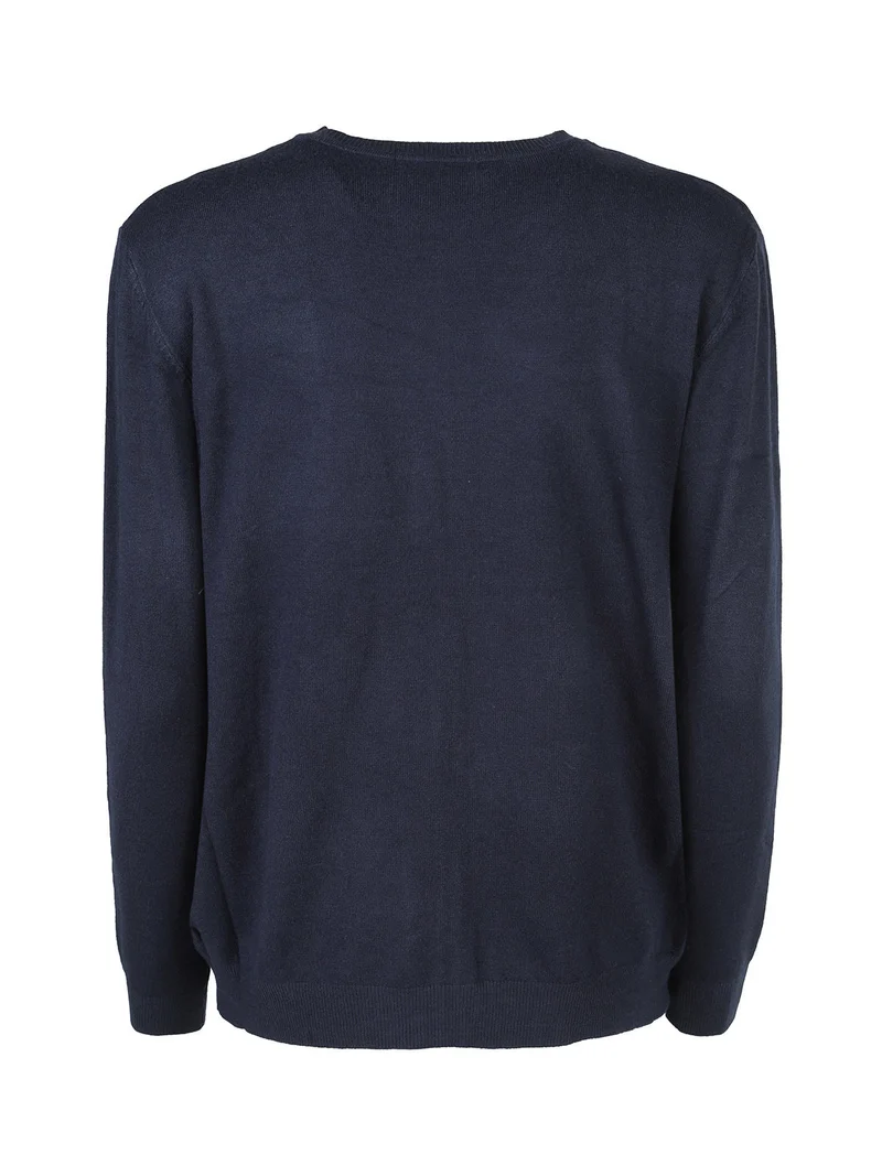 Cardigan girocollo da donna in maglia - blu scuro