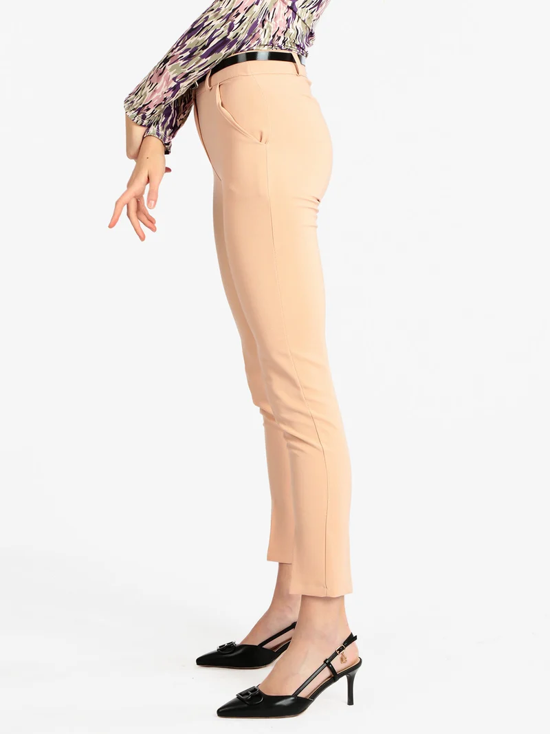 Pantaloni donna eleganti con cintura - rosa