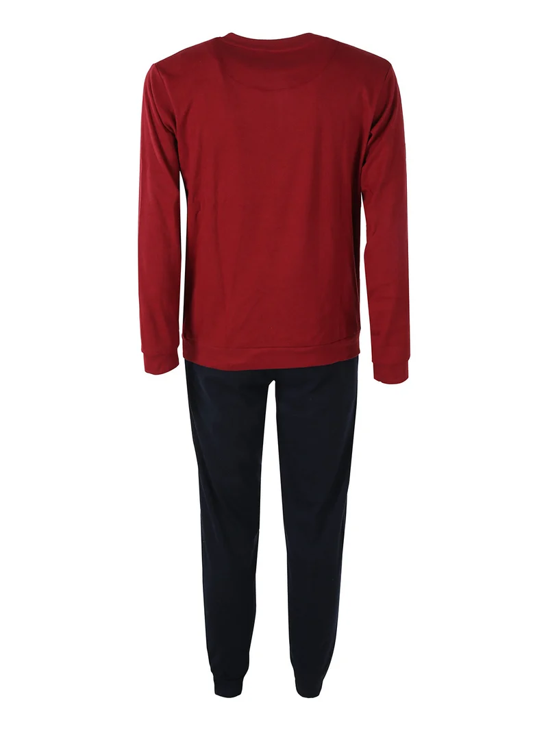 Pigiama uomo in misto cotone interlock con logo - bordeaux