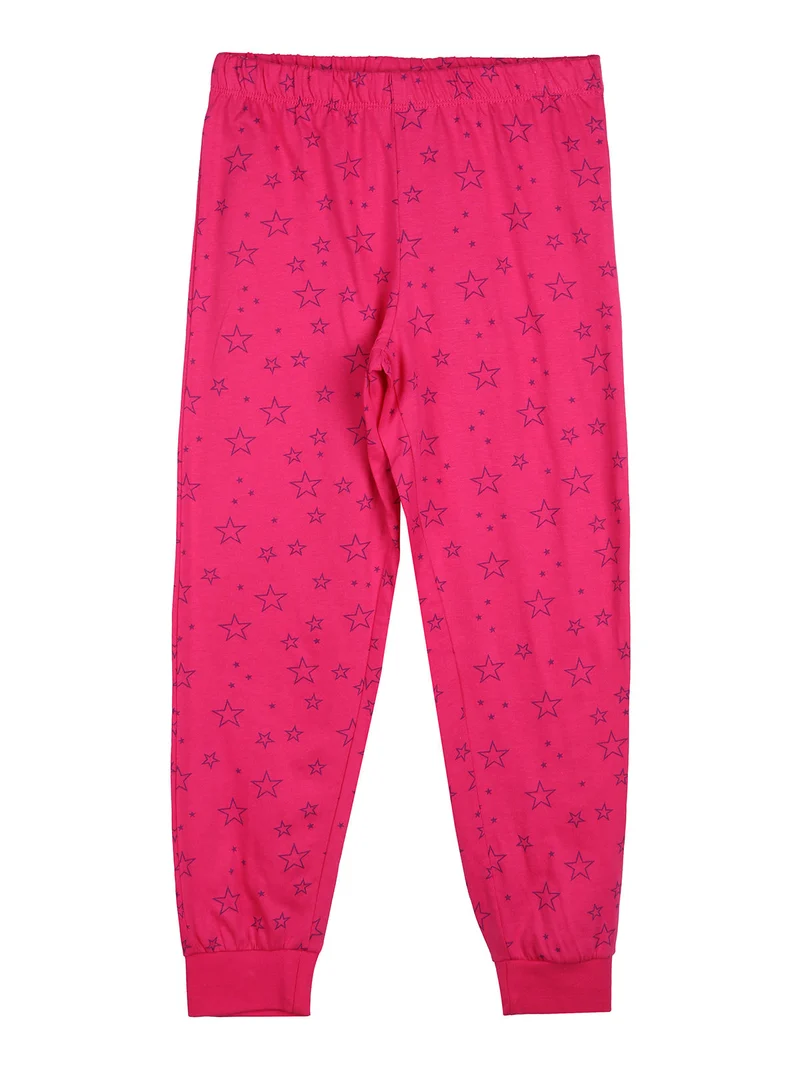 Pigiama lungo da bambina in cotone con stampa - fucsia