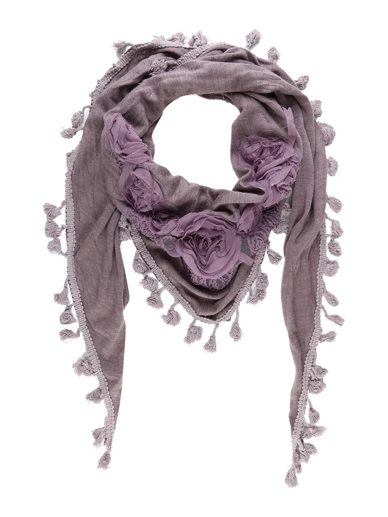 Sciarpa donna con nappine - viola