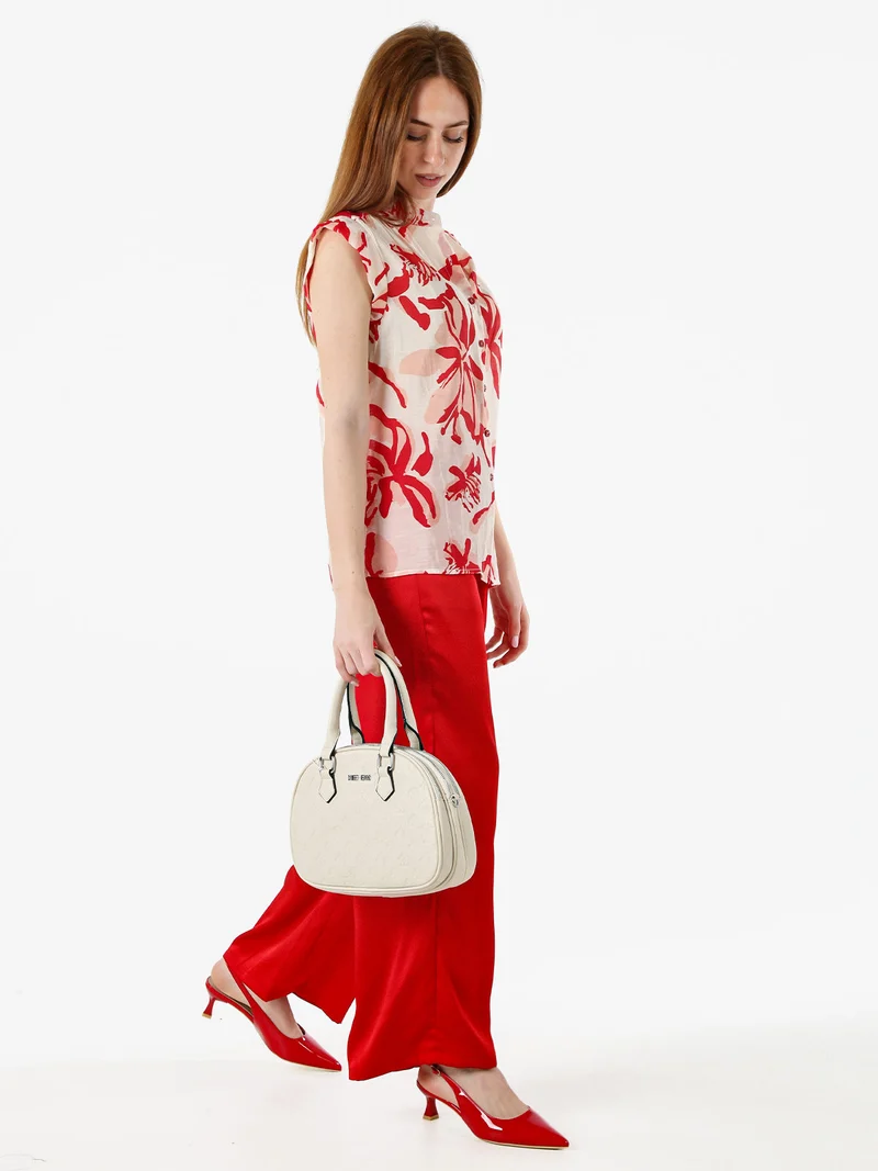 Pantaloni donna effetto raso - rosso