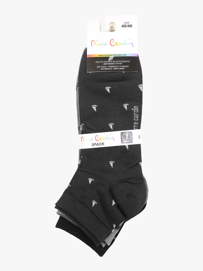 Confezione da 3 paia di calze corte da uomo in filo di scozia con stampe - grigio chiaro