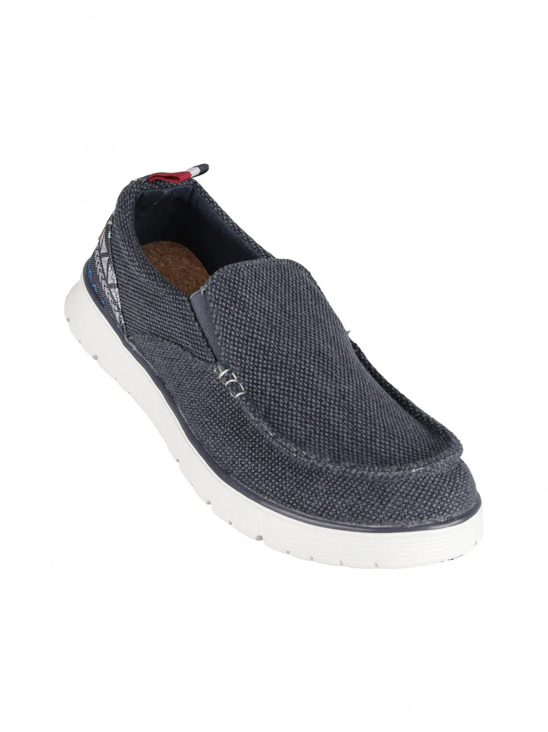 Mocassini in tessuto da uomo slip on - blu scuro