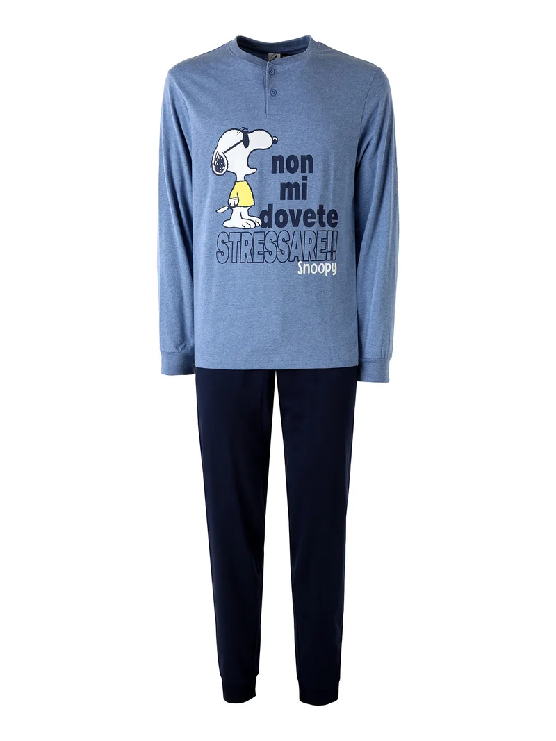 Snoopy pigiama lungo da uomo in cotone - jeans