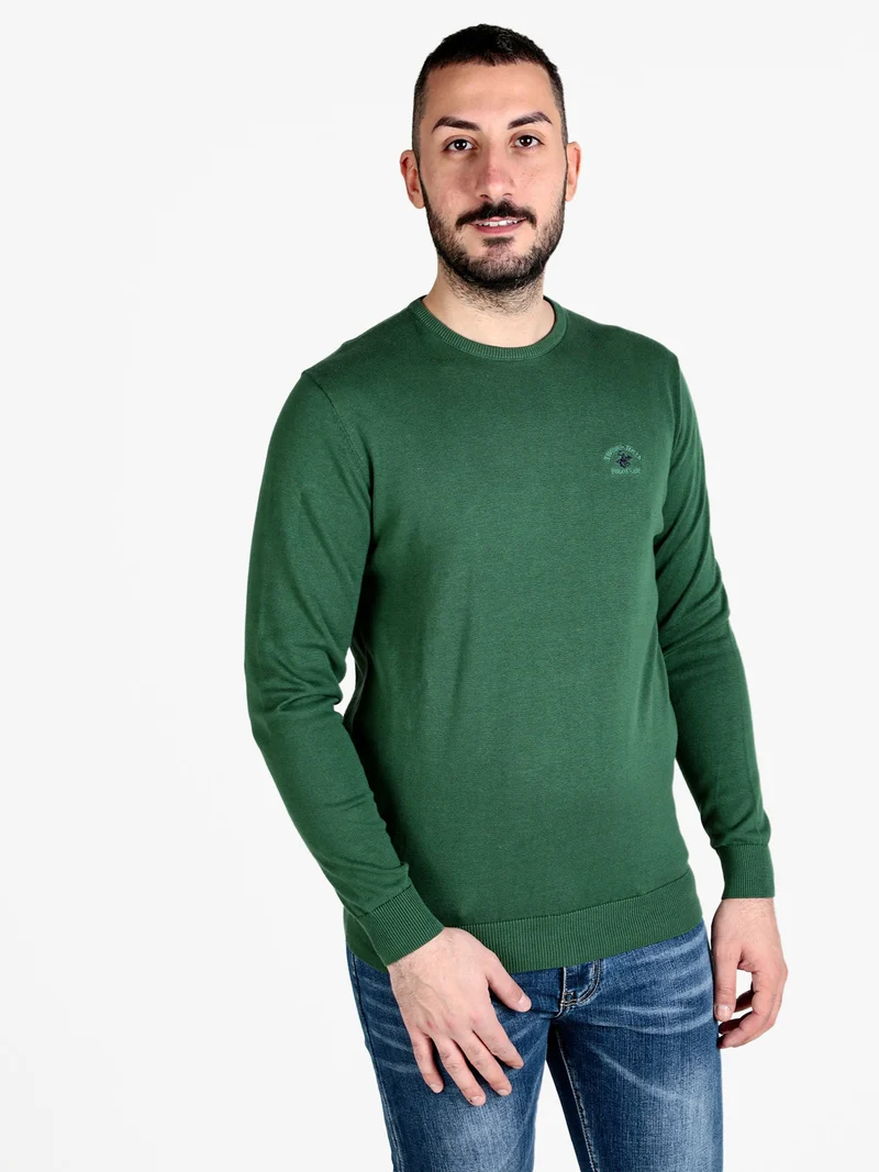 Pullover girocollo da uomo in cotone - verde