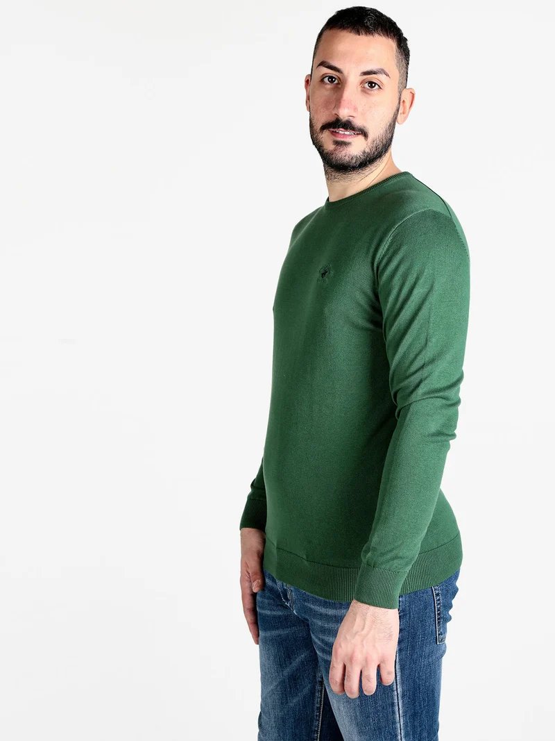 Pullover girocollo da uomo in cotone - verde