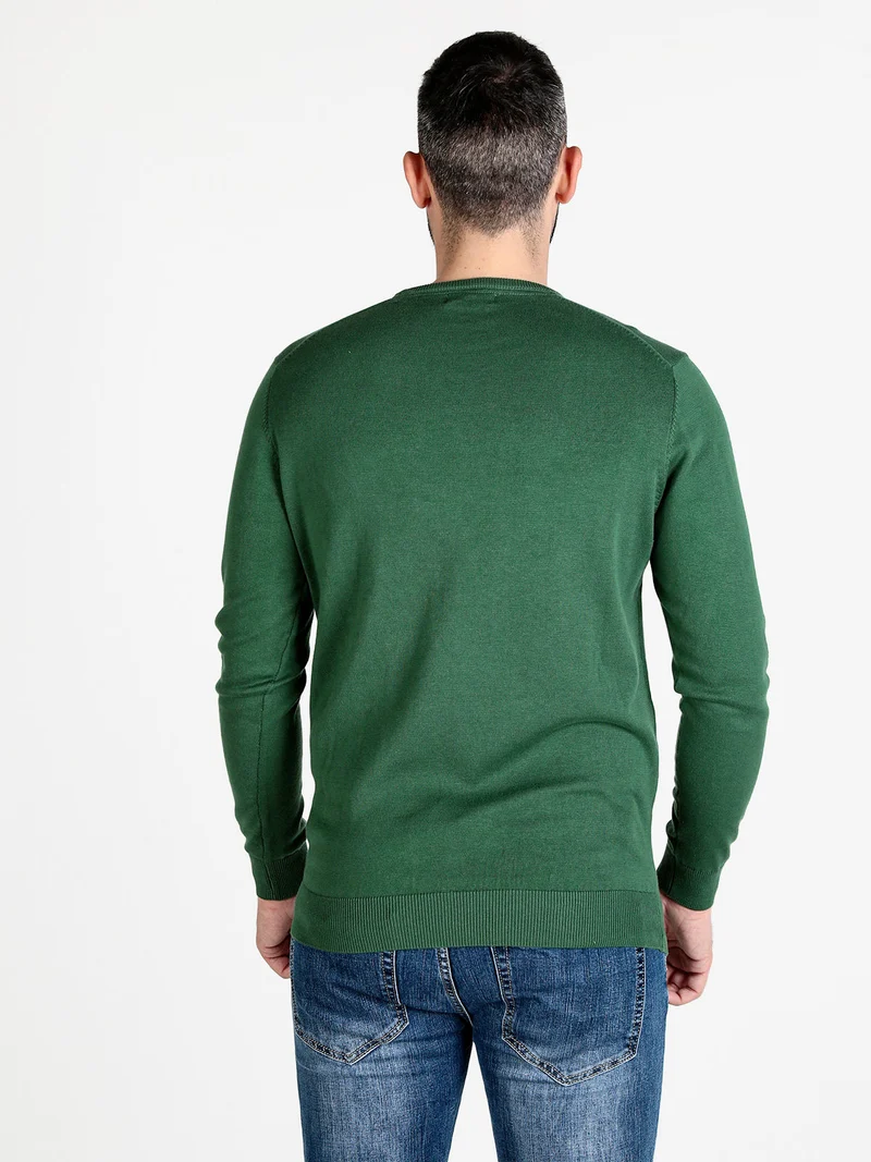 Pullover girocollo da uomo in cotone - verde
