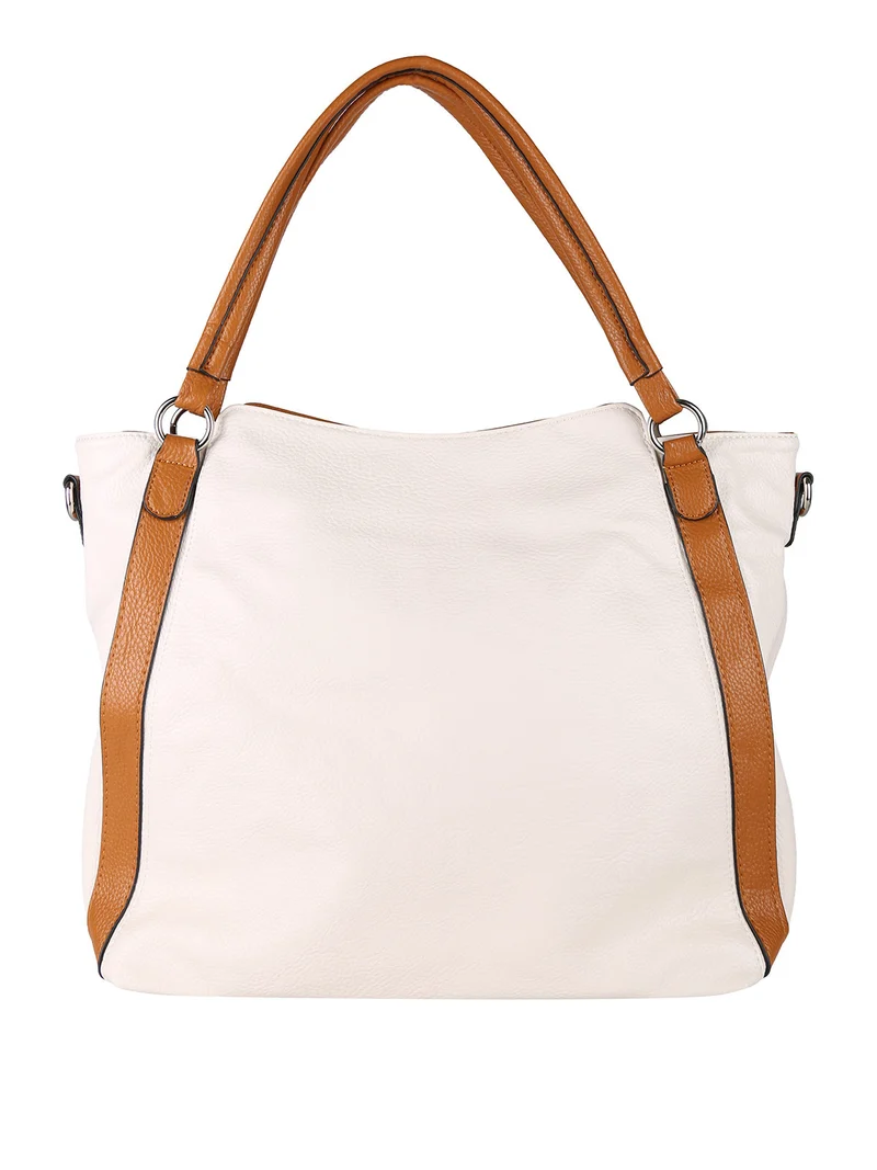 Borsa hobo da donna con doppi manici - panna