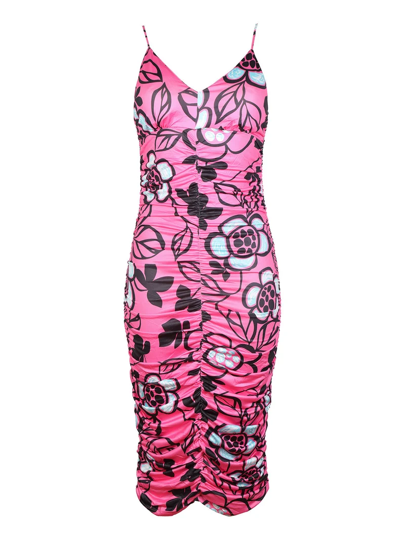 Abito a tubino donna drappeggiato - fucsia