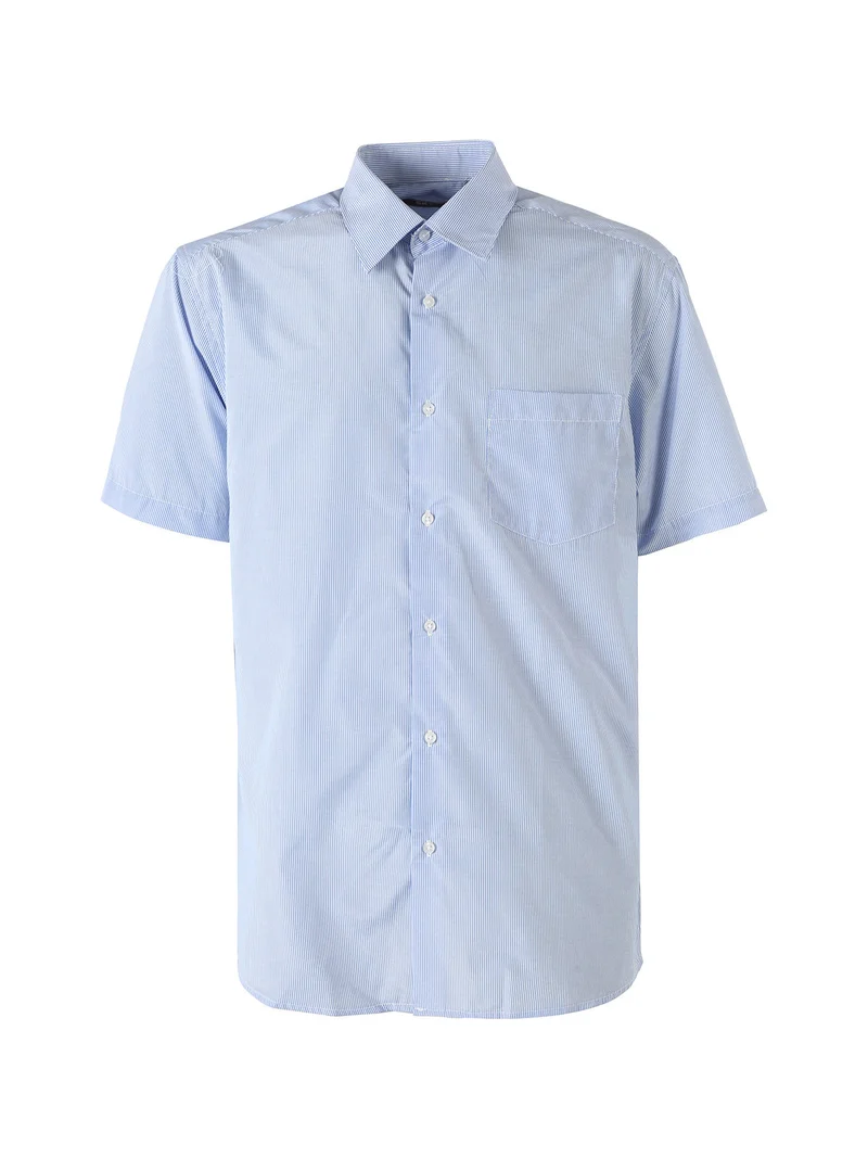 Camicia da uomo rigata a maniche corte con taschino - azzurro