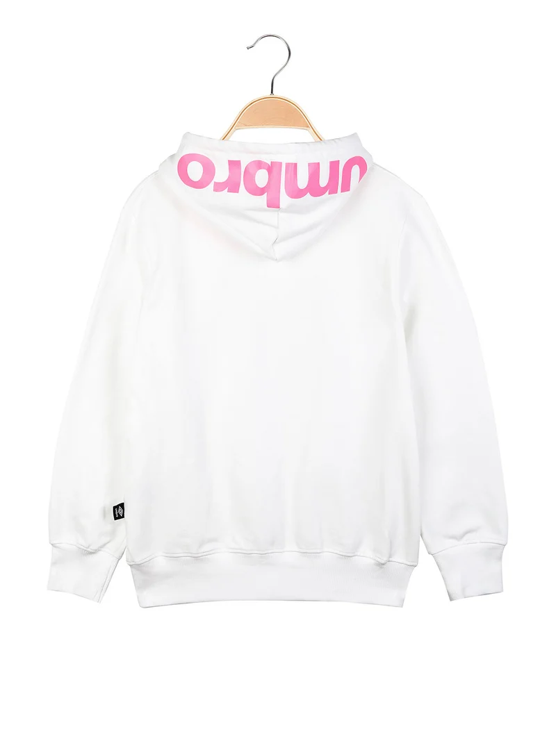 Felpa da ragazza con zip e cappuccio - bianco
