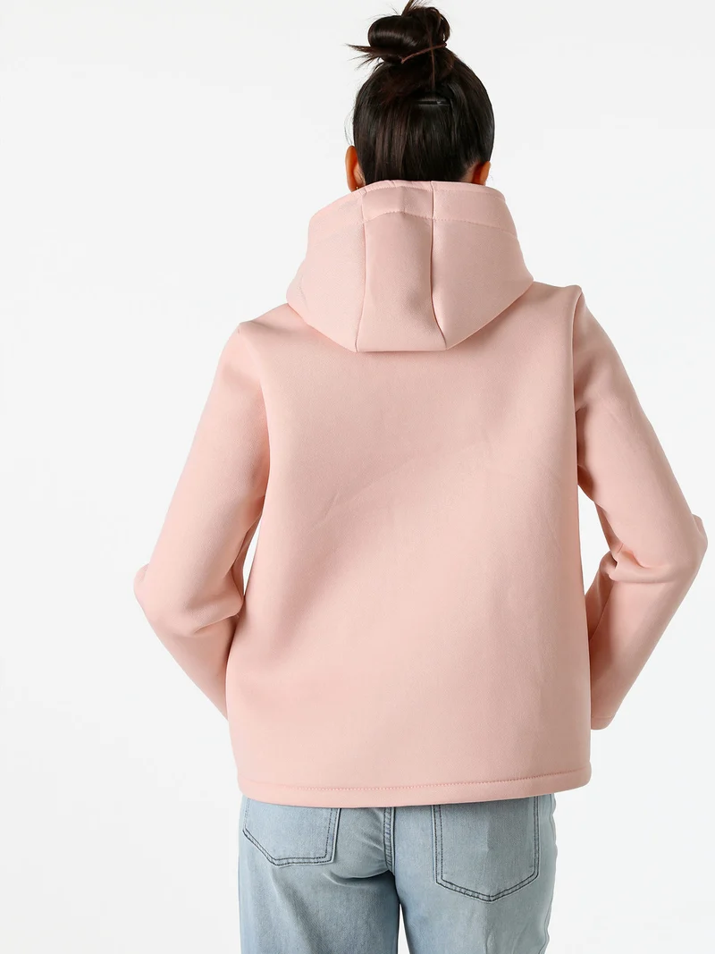 Giacca da donna in panno con bottoni e cappuccio - rosa
