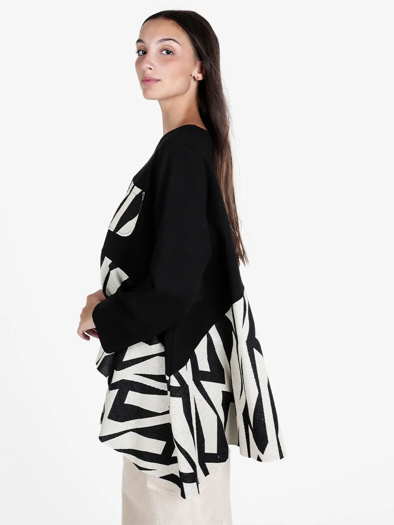 Maxi maglia donna oversize - nero