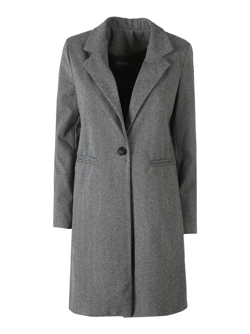 Cappotto donna spigato in simil lana - grigio