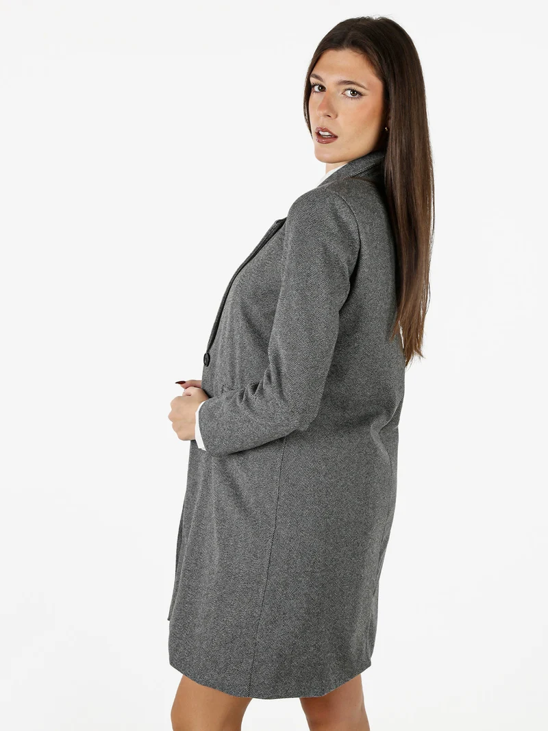 Cappotto donna spigato in simil lana - grigio