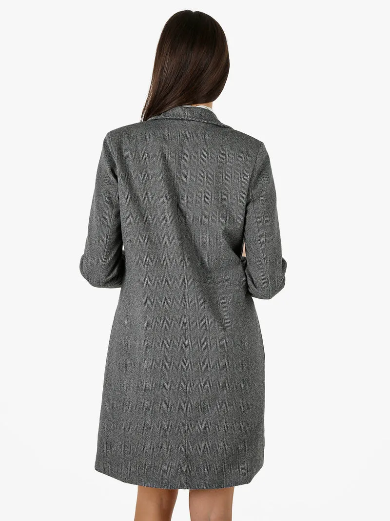 Cappotto donna spigato in simil lana - grigio