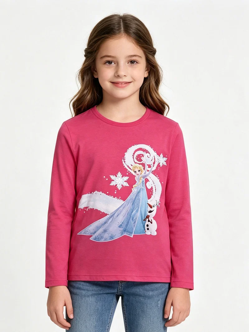 Maglietta Elsa da bambina a manica lunga - fucsia