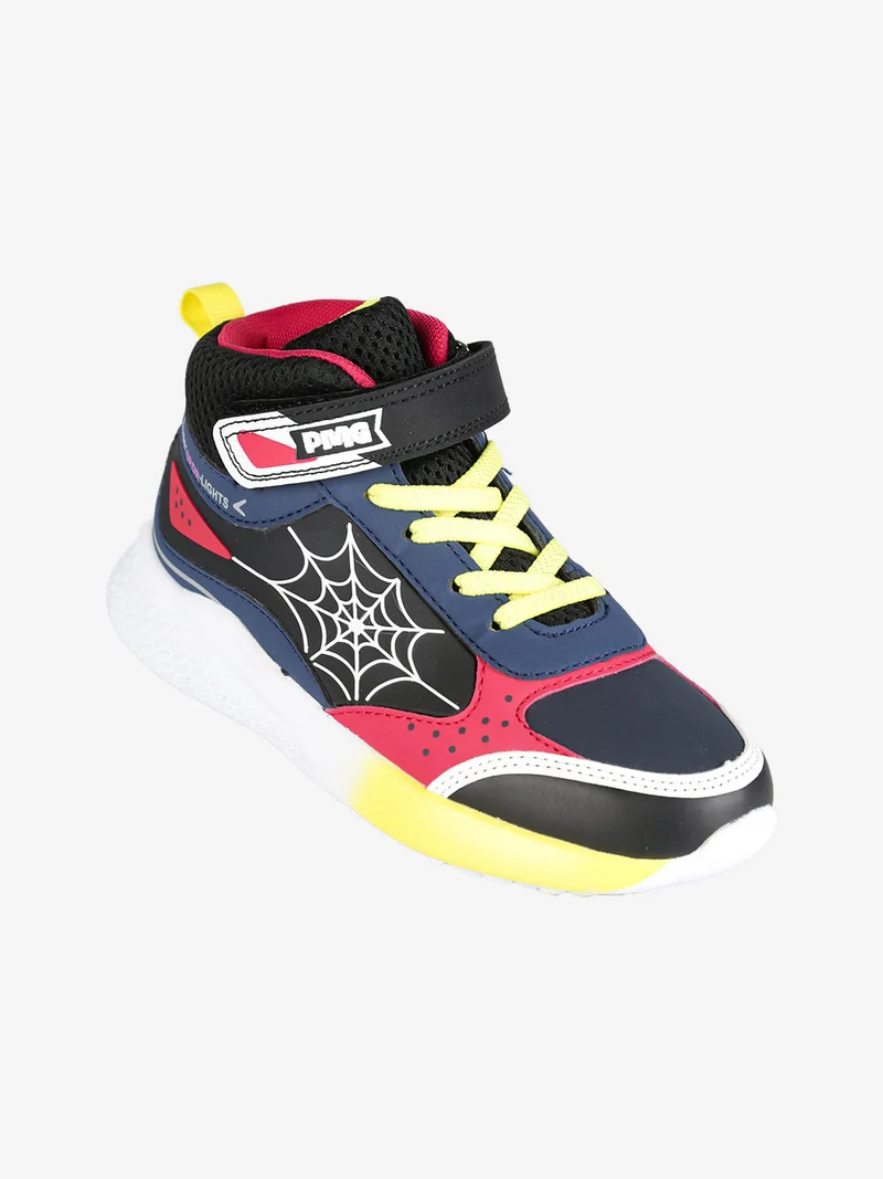 Sneakers alte da bambino con cinturino a strappo e luci - blu scuro