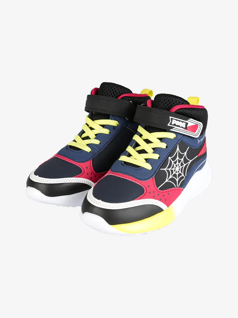 Sneakers alte da bambino con cinturino a strappo e luci - blu scuro