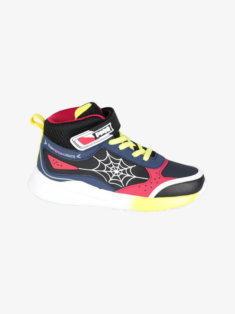Sneakers alte da bambino con cinturino a strappo e luci - blu scuro