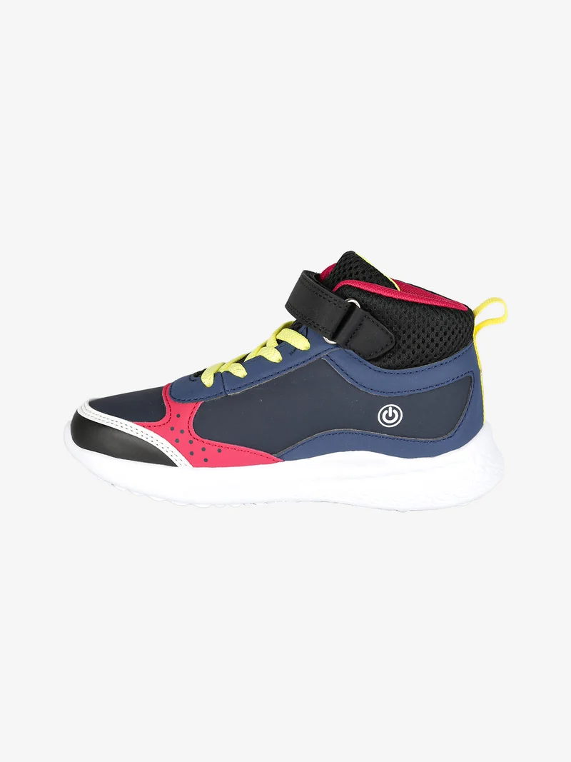 Sneakers alte da bambino con cinturino a strappo e luci - blu scuro