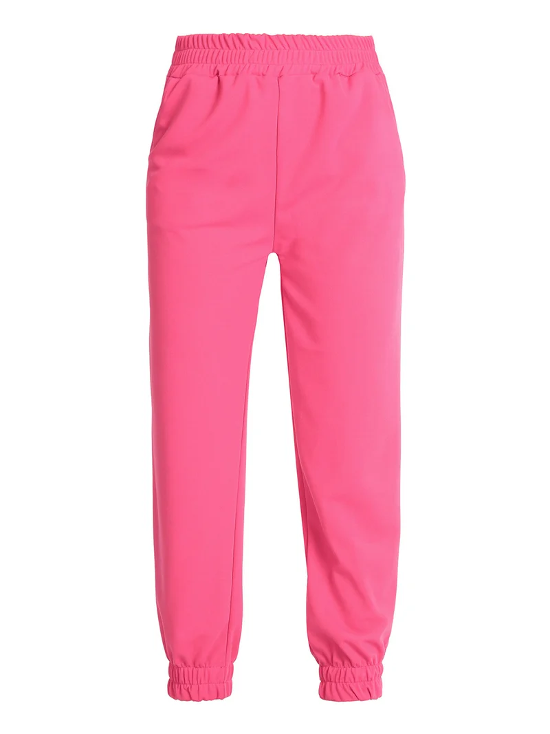 Pantaloni morbidi donna con polsino - fucsia