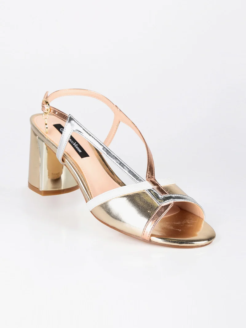 GianMarcoVenturi sandali laminati con tacco - oro