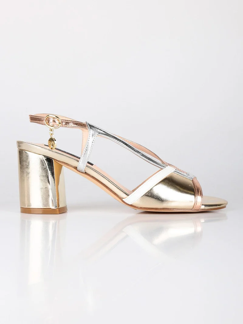 GianMarcoVenturi sandali laminati con tacco - oro