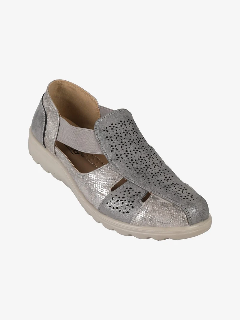 Scarpe slip on donna aperte - grigio