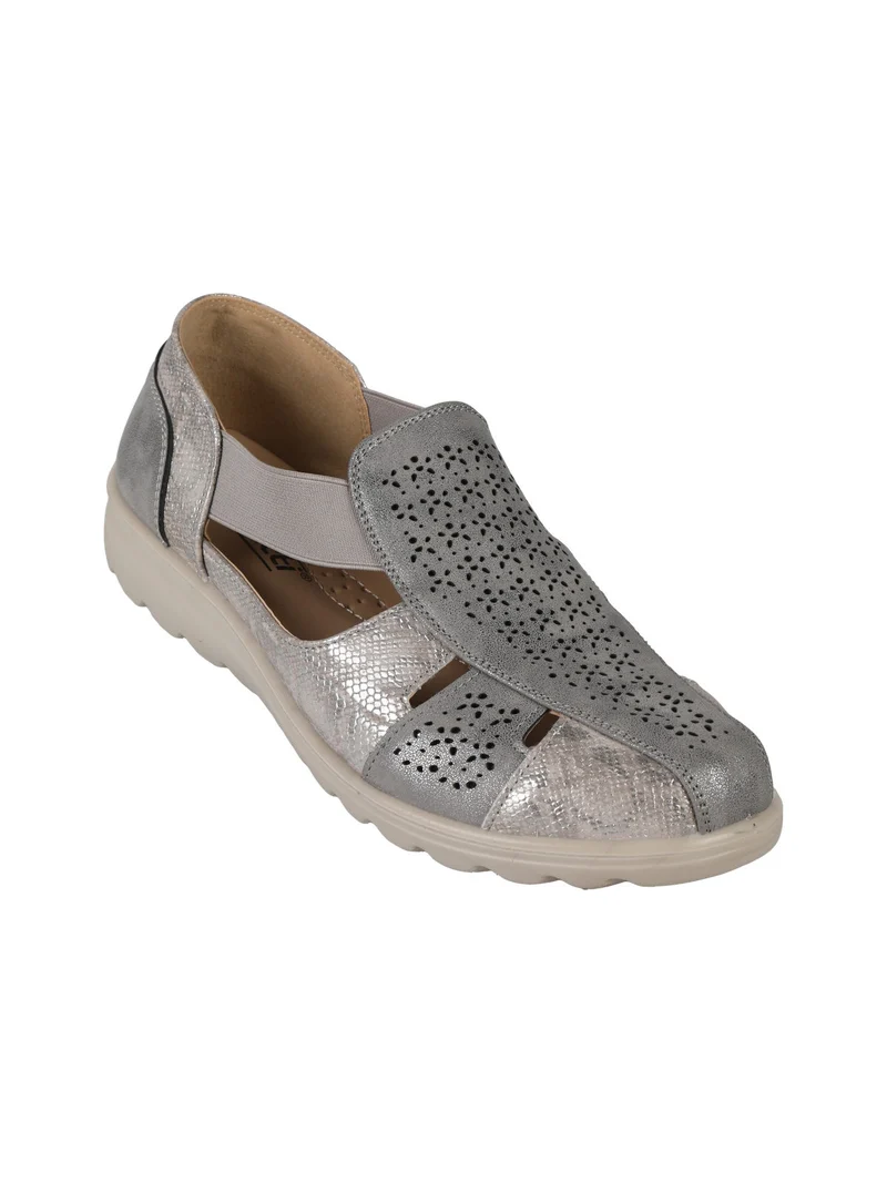 Scarpe slip on donna aperte - grigio