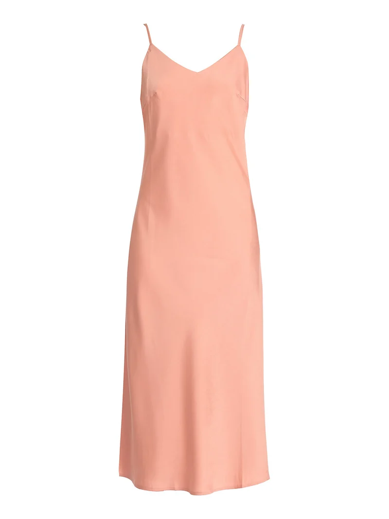 Abito lungo donna effetto raso - rosa