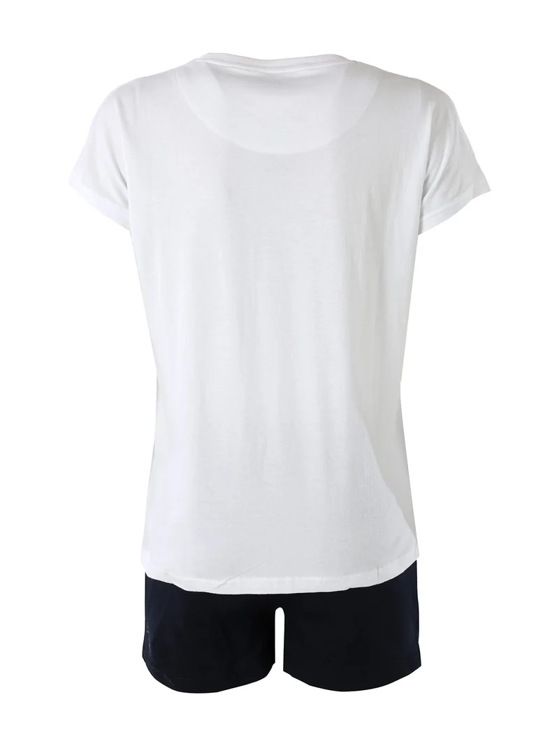 Completo corto da donna in cotone con stampa - bianco