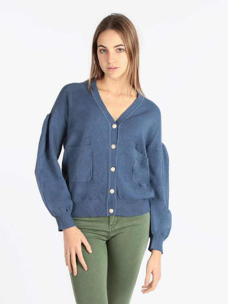 Cardigan donna modello oversize - blu