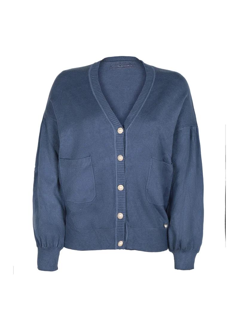 Cardigan donna modello oversize - blu