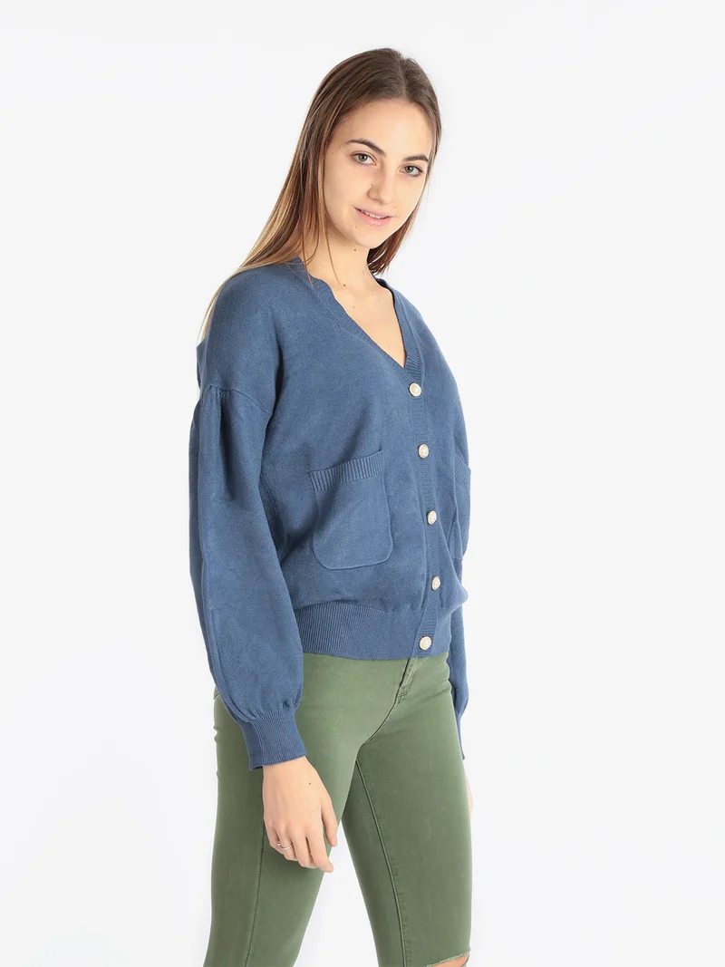 Cardigan donna modello oversize - blu