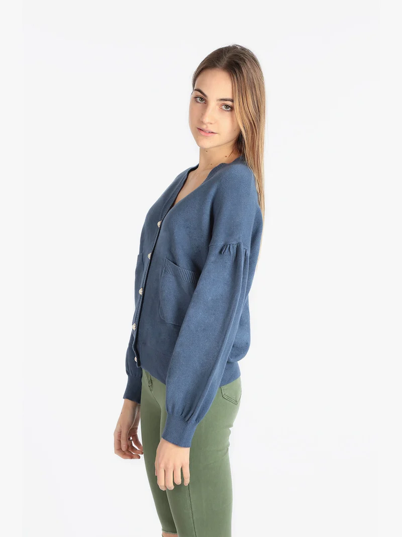 Cardigan donna modello oversize - blu