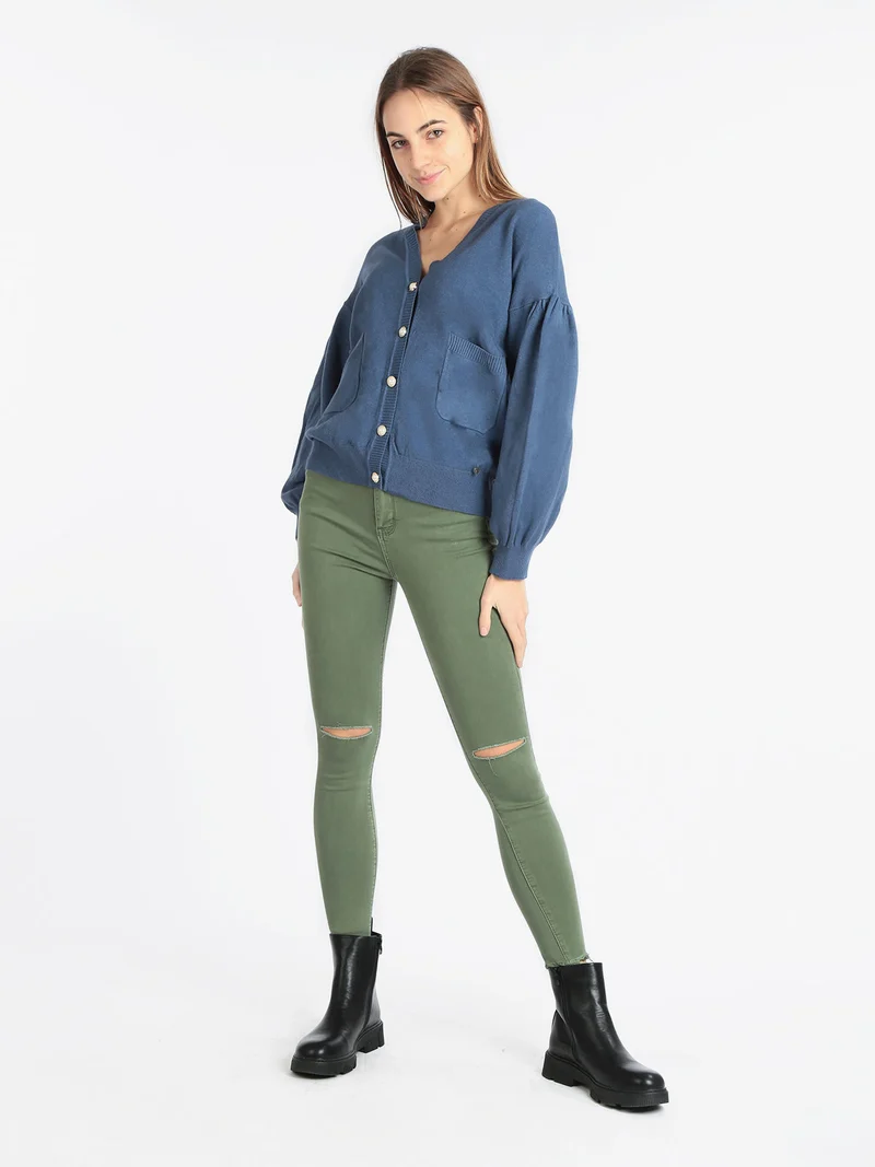Cardigan donna modello oversize - blu