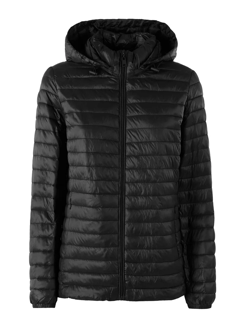 Giubbino donna 100 grammi con cappuccio e zip taglie grandi - nero