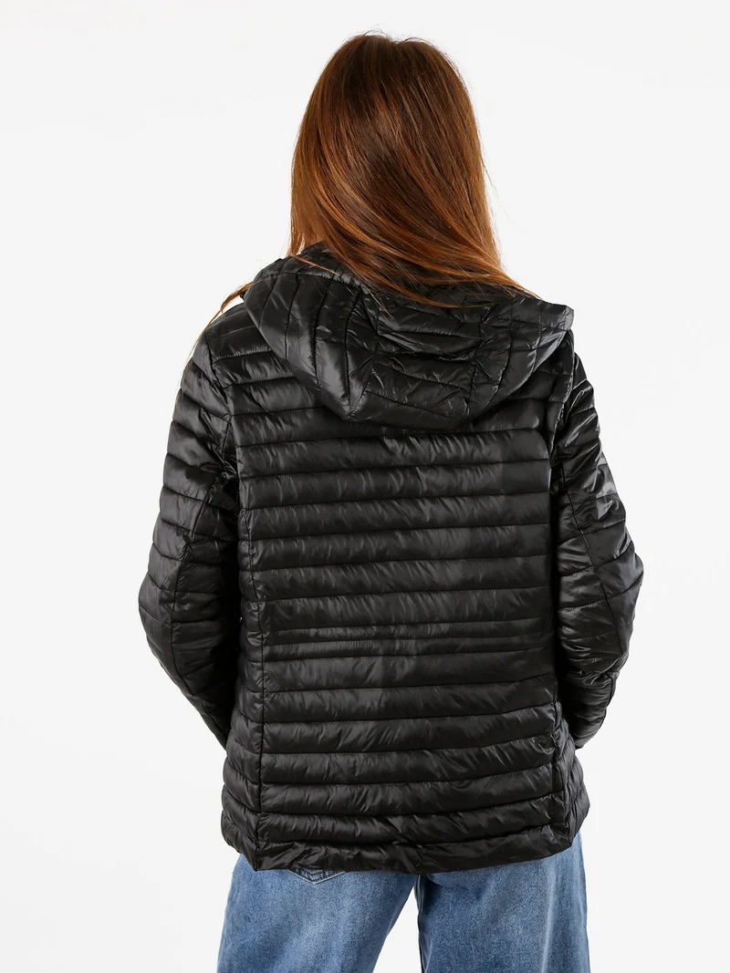 Giubbino donna 100 grammi con cappuccio e zip taglie grandi - nero