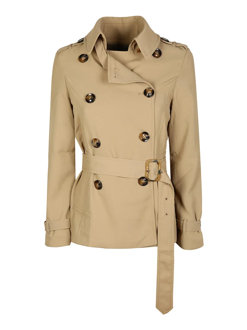 Trench corto donna con cintura - khaki