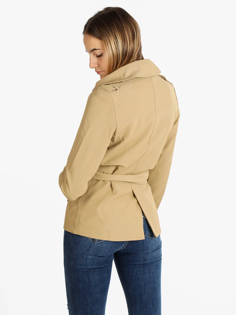 Trench corto donna con cintura - khaki