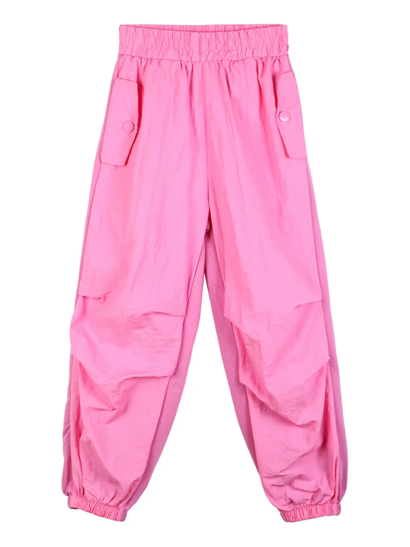 Pantaloni sportivi da bambina con polsini - fucsia