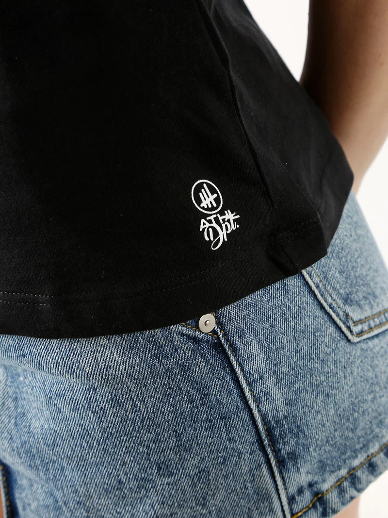 T-shirt donna in cotone con stampa argento - nero