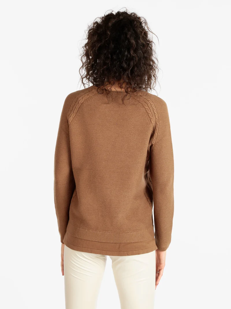 Maglione donna con trama lavorata - marrone