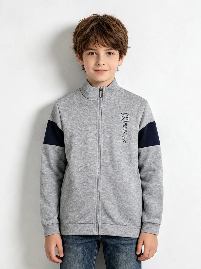Felpa pesante da bambino full zip - grigio