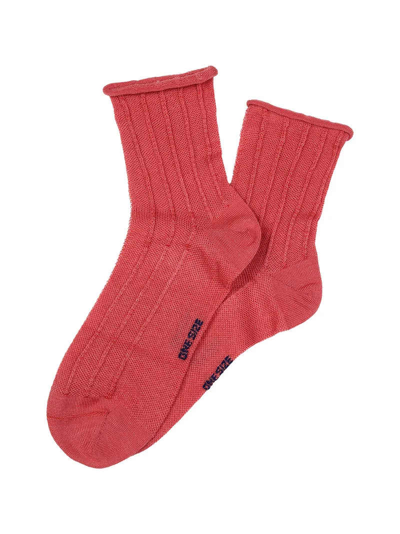 Calze donna midi in cotone mercerizzato - corallo